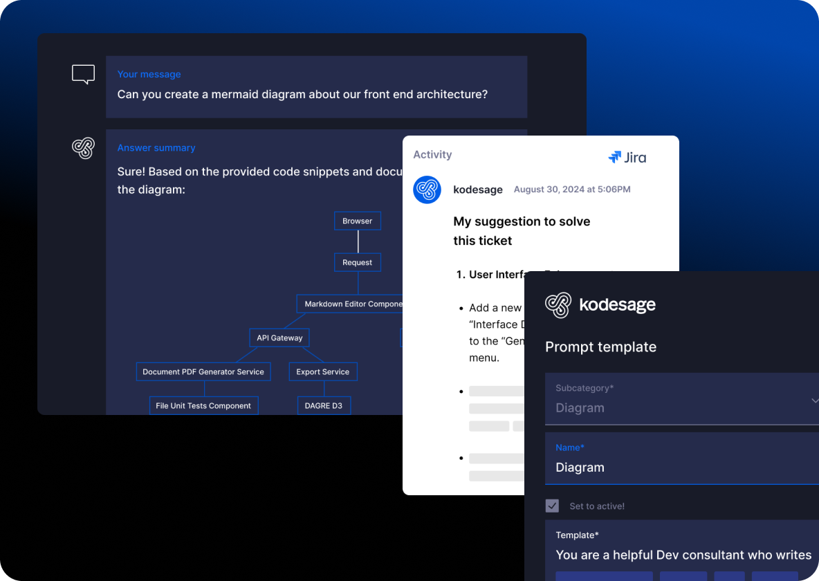 Ask Kodesage anything in natural language and get clear, instant answers on system functionality or code details