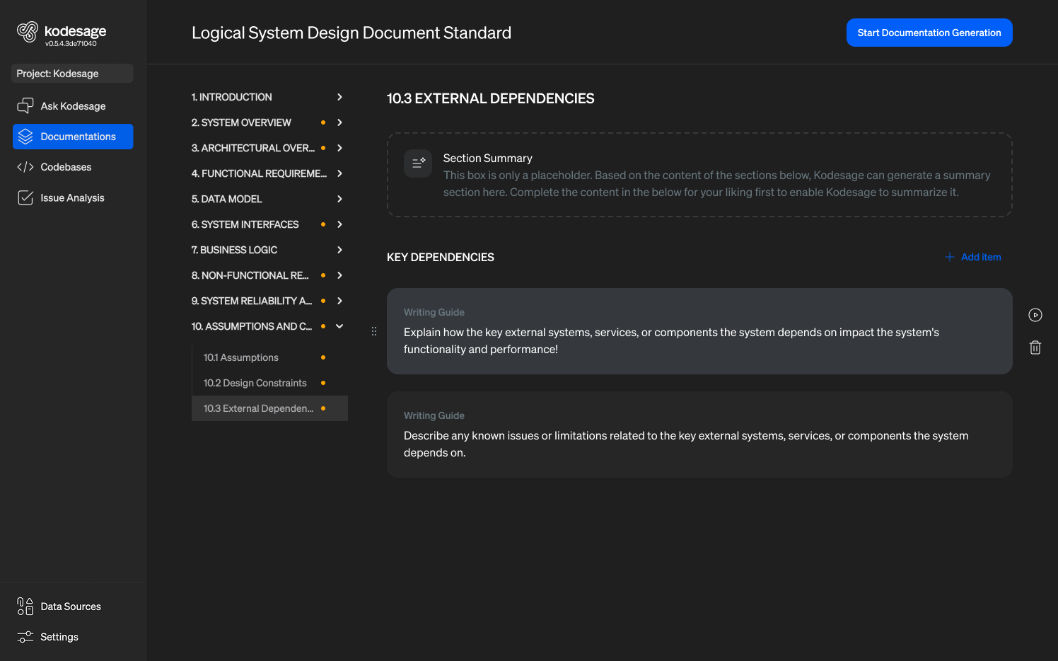 Documentation generators - Kodesage UI