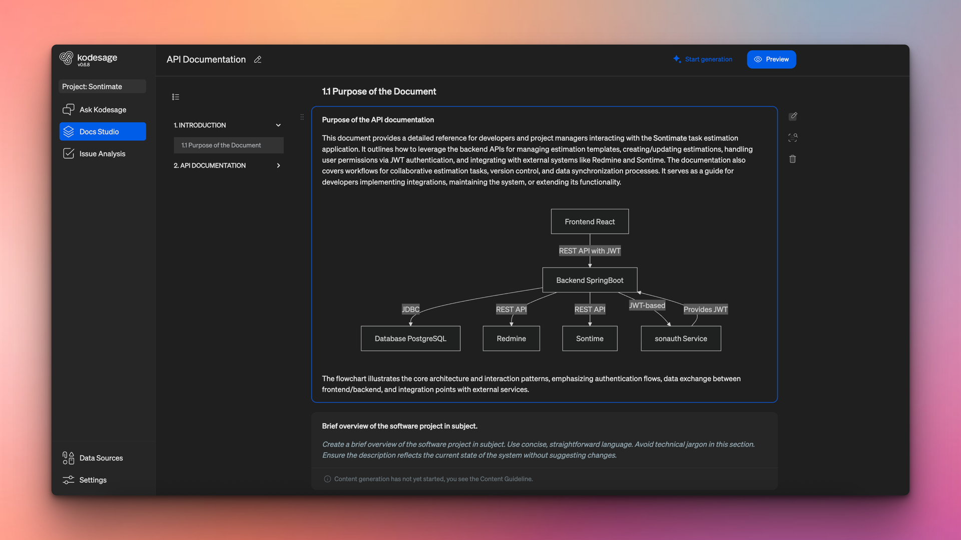 Kodesage docs studio - API documentation template