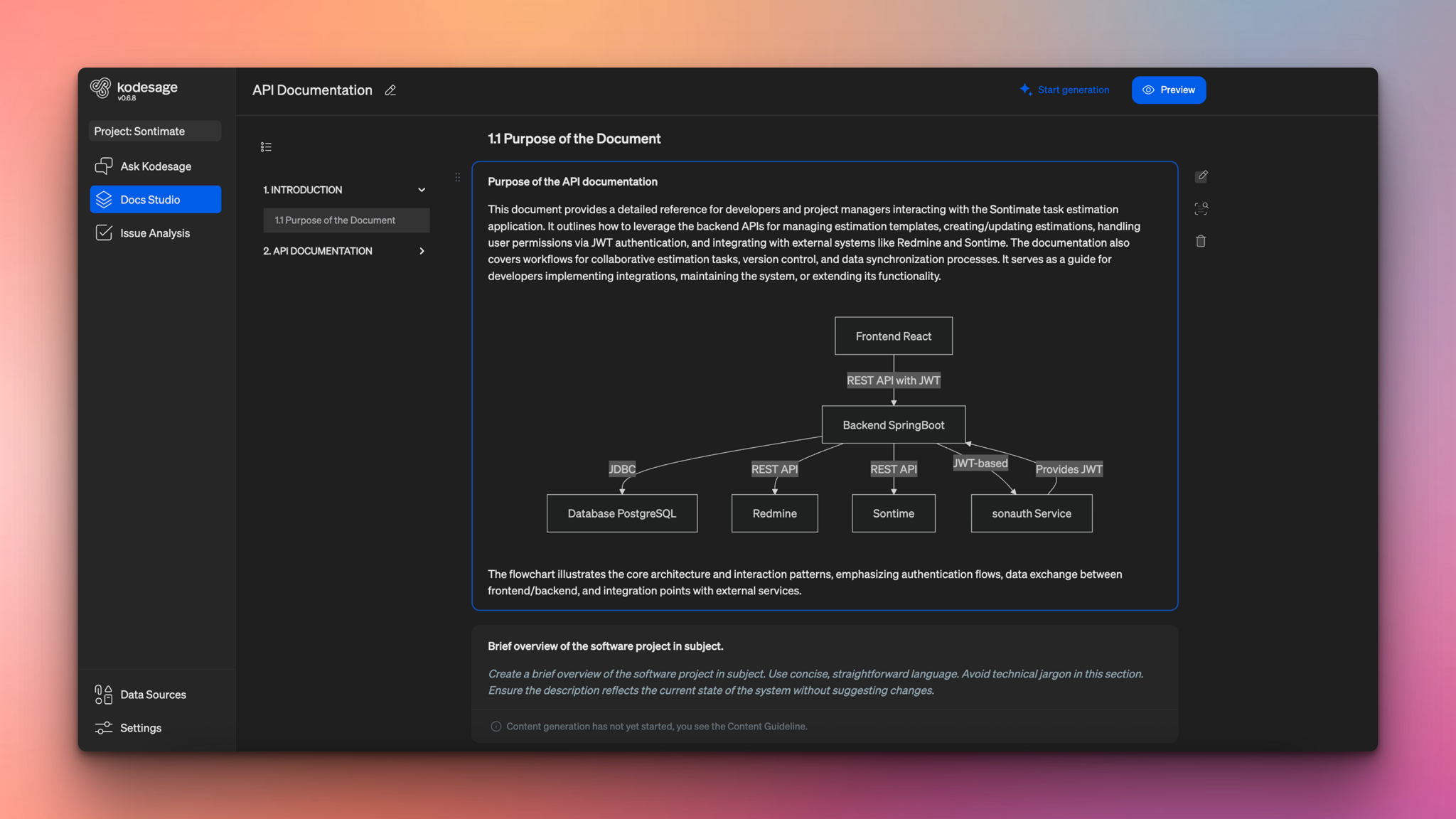 Kodesage docs studio - API documentation template