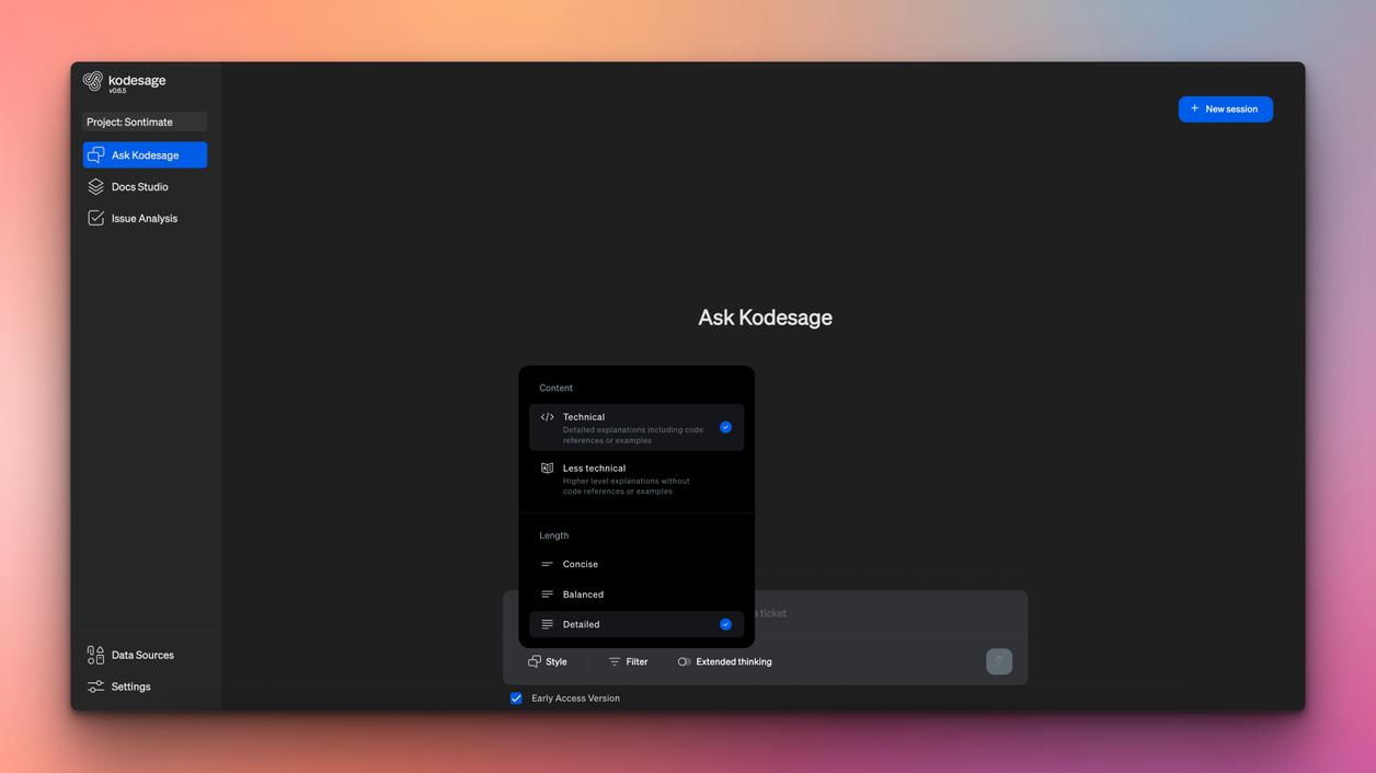 Ask Kodesage UI - November 2025