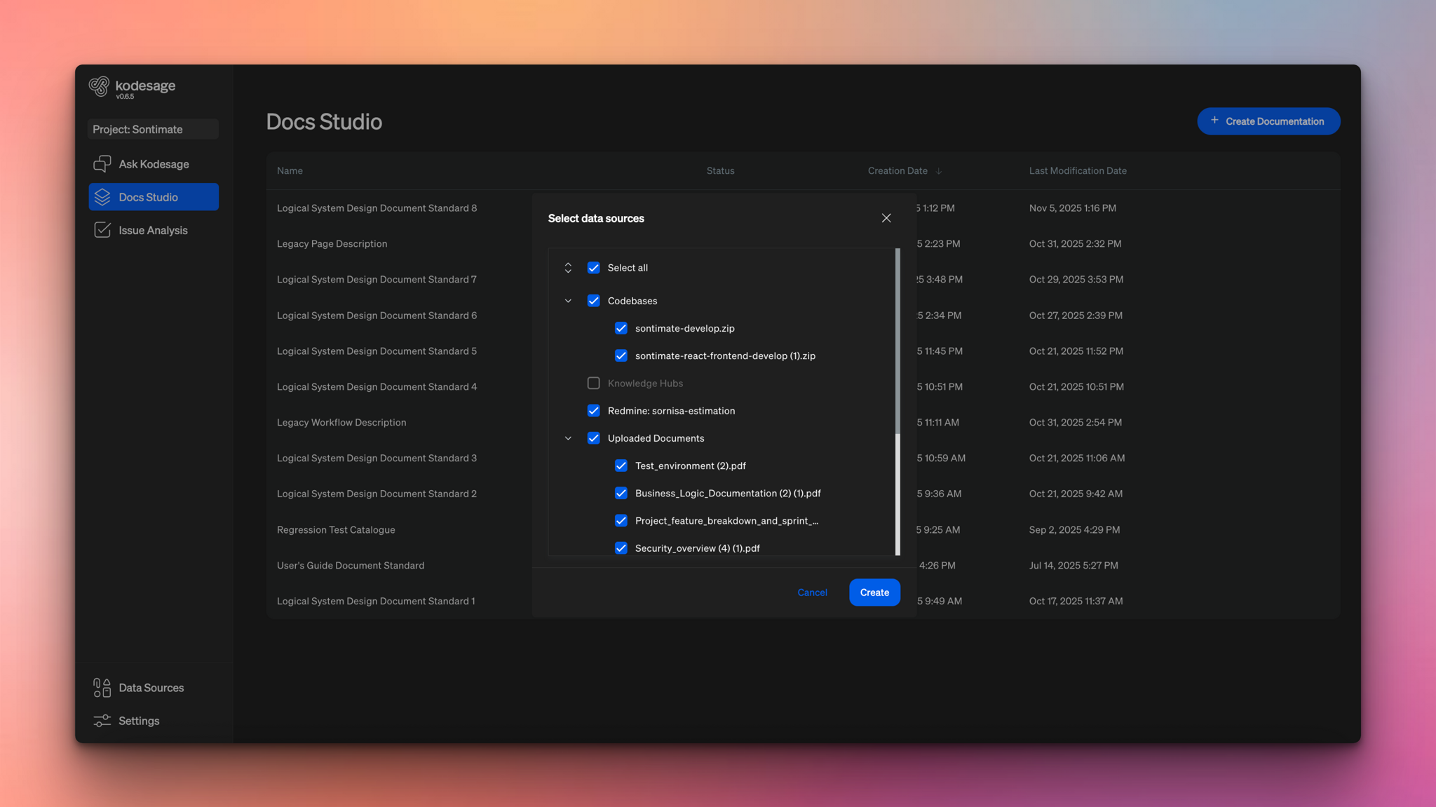 Kodesage blog - docs studio data source selection
